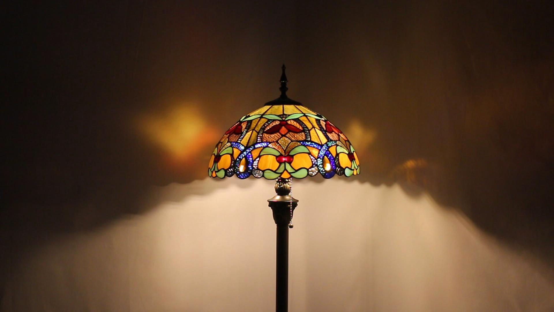 WERFACTORY Tiffany Floor Lamp Orange Liaison Stained Glass